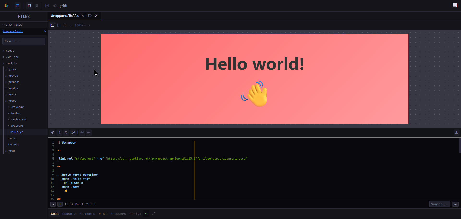 Yrkit IDE in use